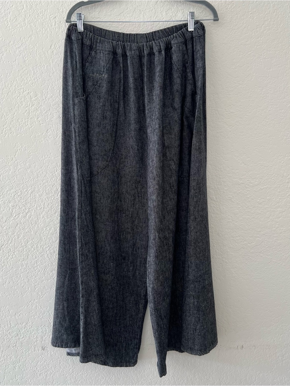 Cynthia Ashby Linen Black Super Wide Leg Lagenlook‎ Pant Womens Size Medium